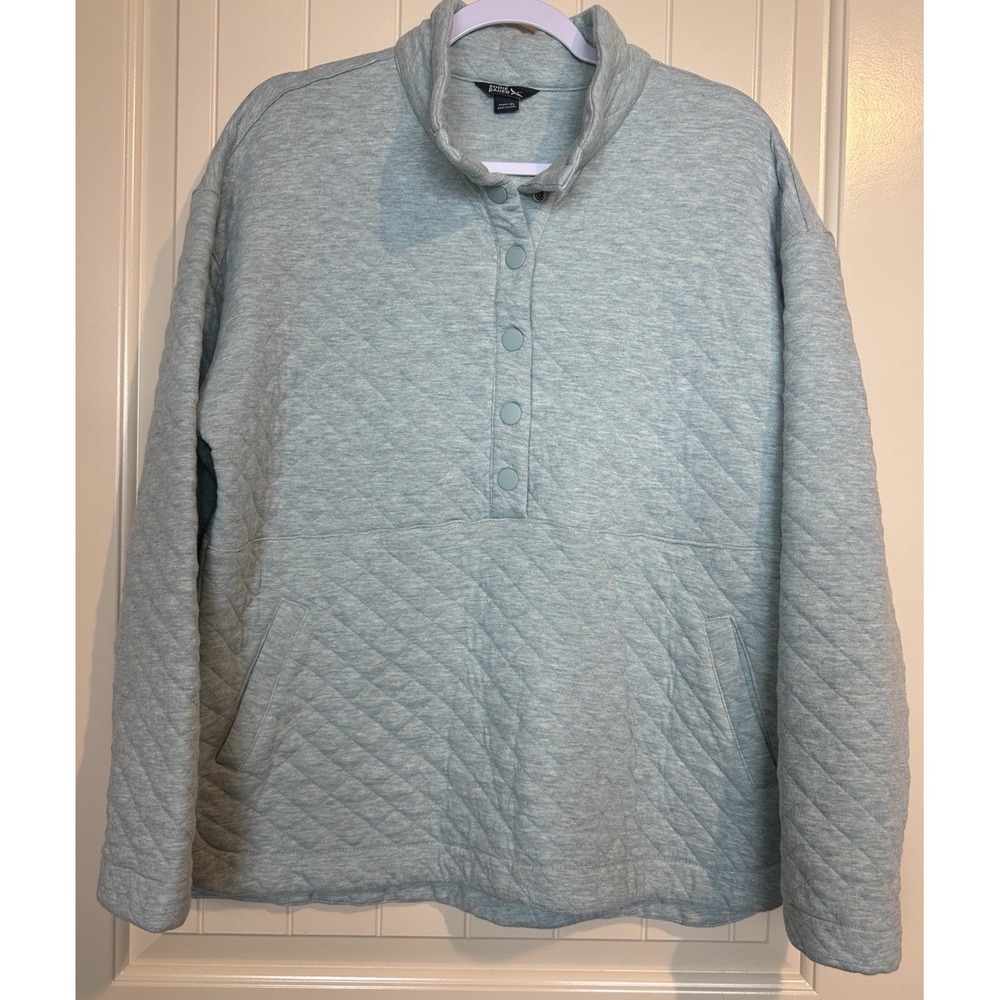 Eddie Bauer Sweater XL Womens green Long Sleeve‎ Mock Neck Pullover Cotton Blend